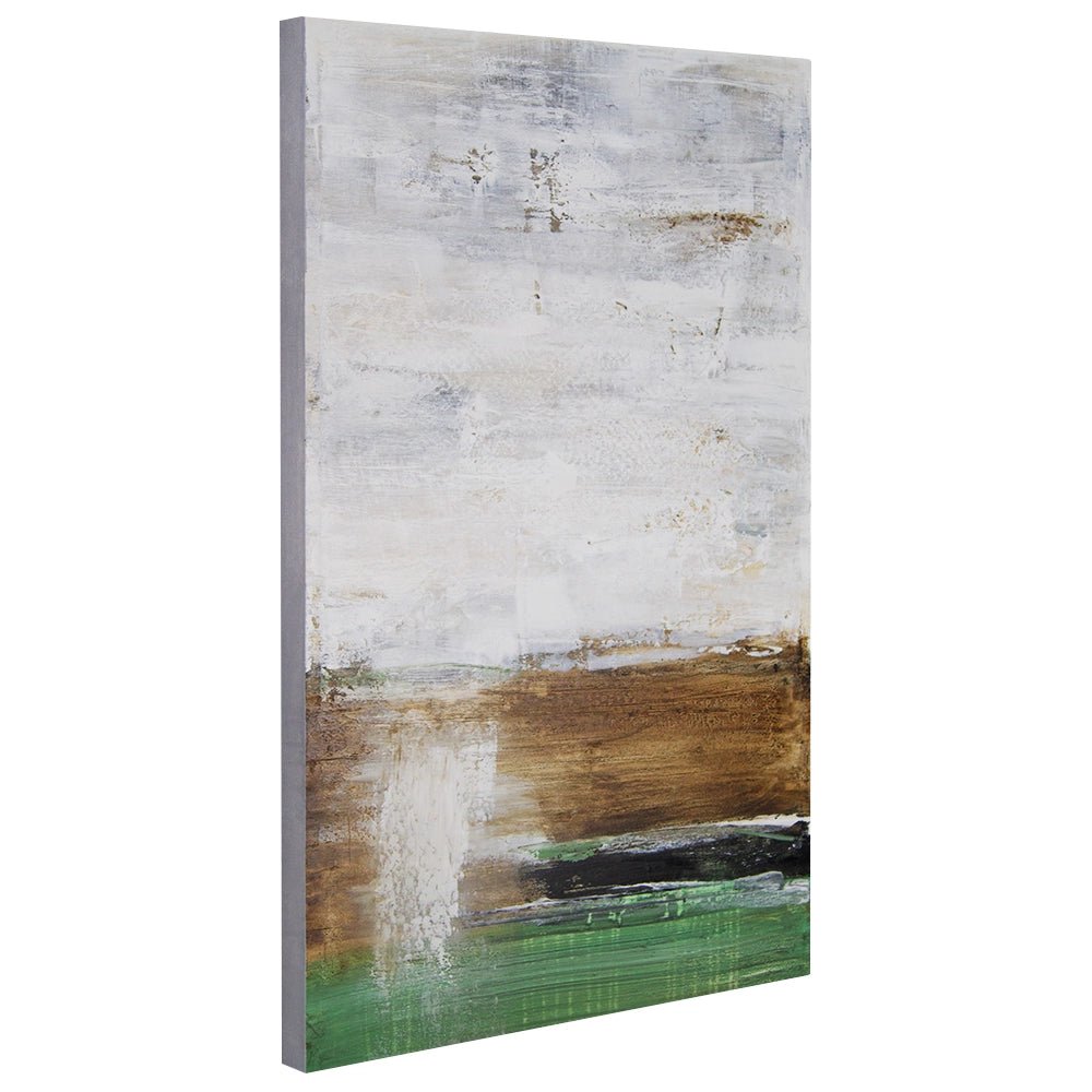 Cuadro pintado a mano moderno con contraste en tonos tierra y verde - DekoArte