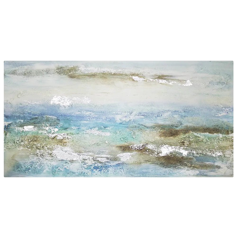 Cuadro pintado a mano original en tonos azul y plata - DekoArte