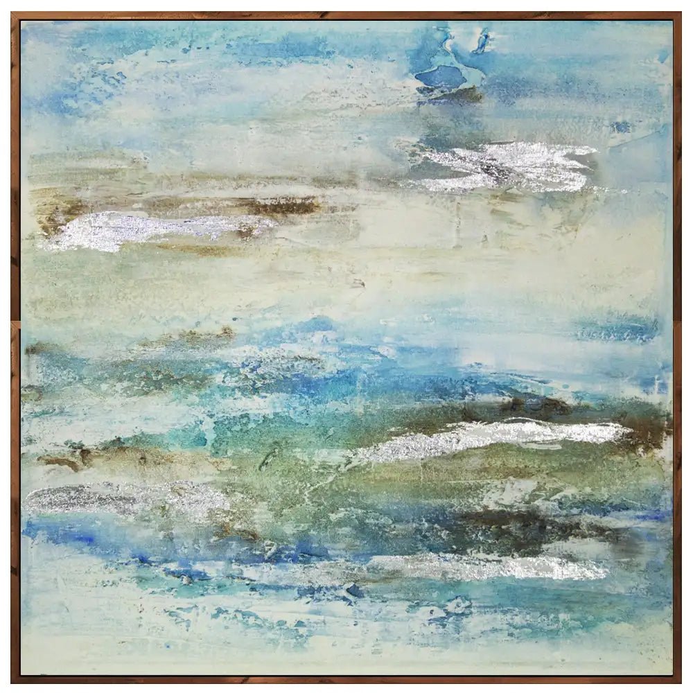 Cuadro pintado a mano original en tonos azul y plata - DekoArte