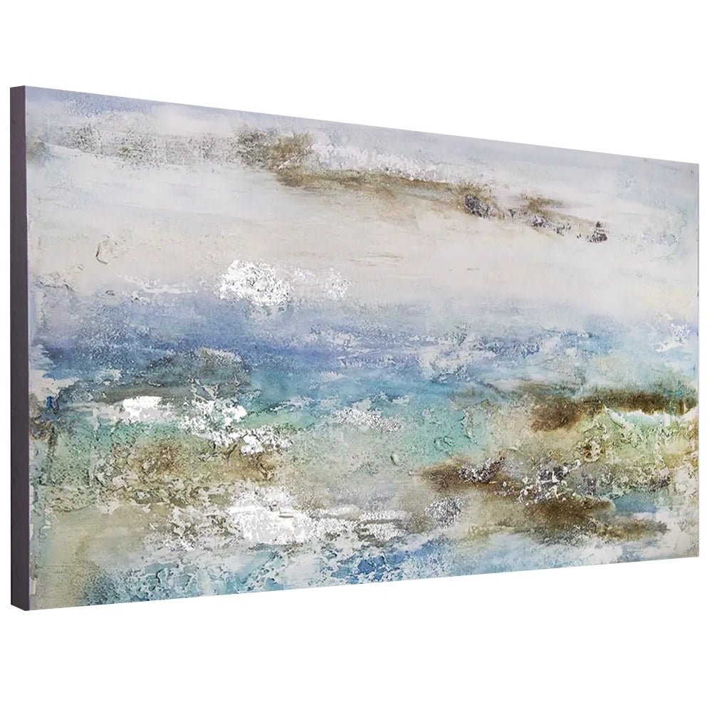 Cuadro pintado a mano original en tonos azul y plata - DekoArte