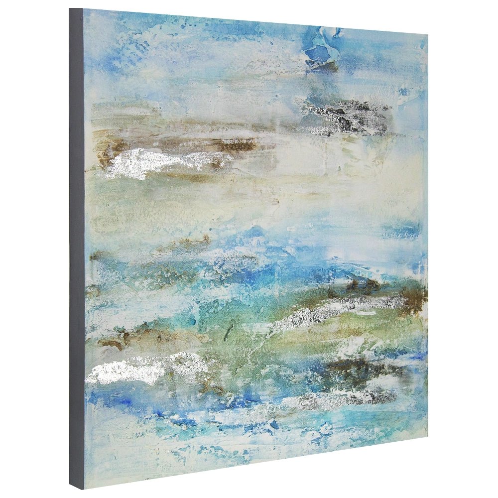 Cuadro pintado a mano original en tonos azul y plata - DekoArte