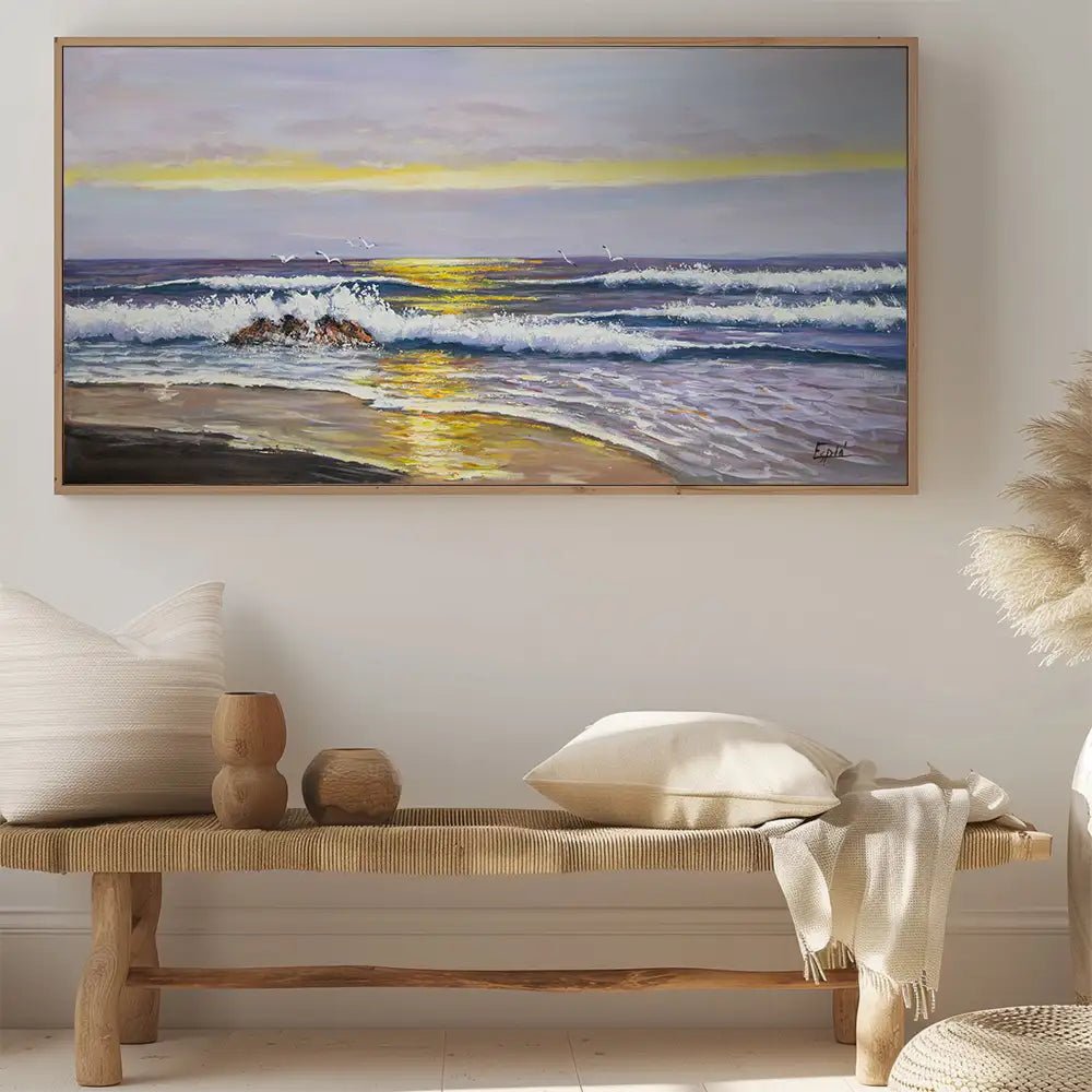 Cuadro pintado a mano para pasillos con estilo sereno - DekoArte