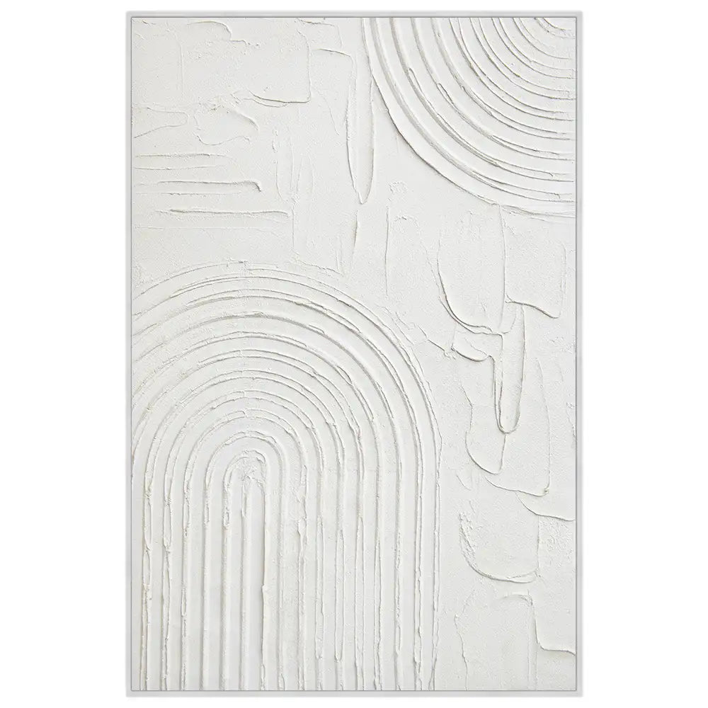 Cuadro relieve blanco con textura suave en escayola - DekoArte