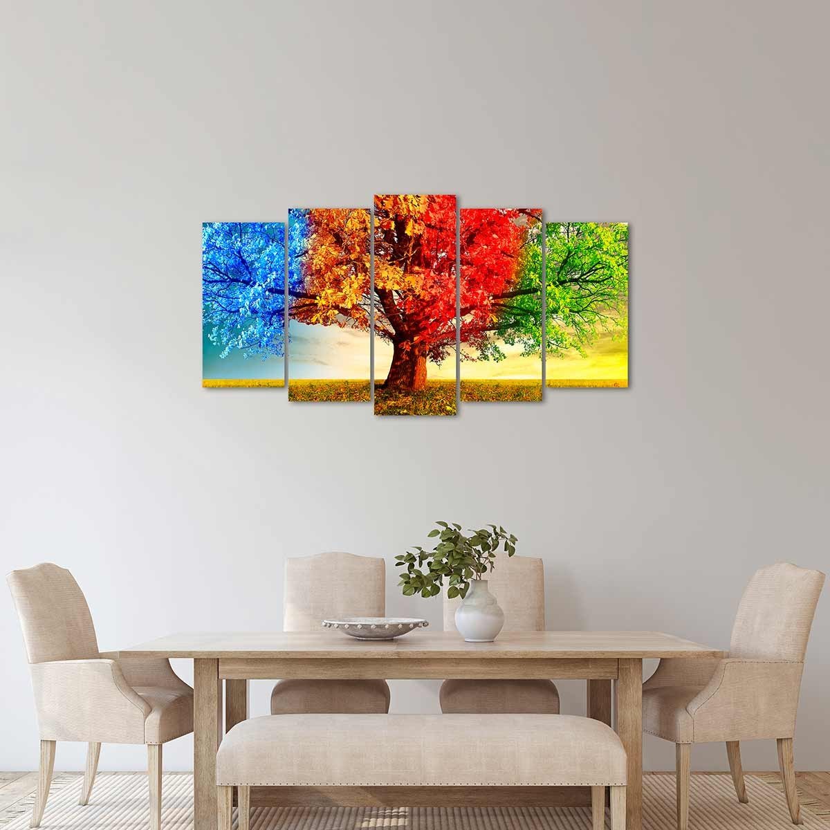 Cuadro Tríptico Árbol Cuatro Estaciones - Decoración Moderna - DekoArte