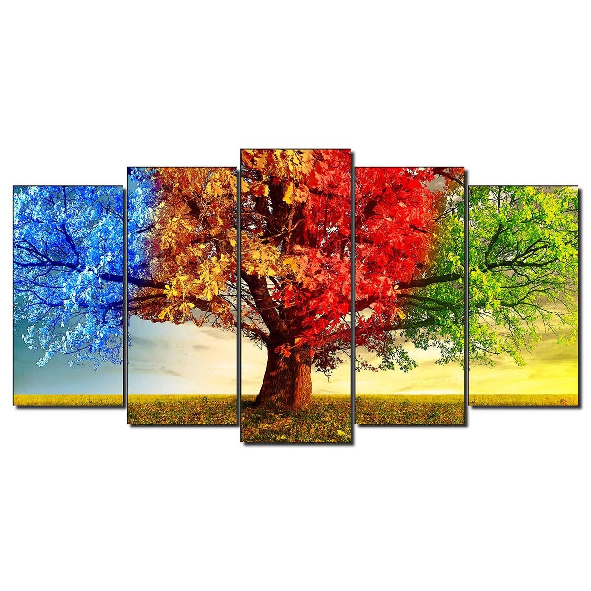 Cuadro Tríptico Árbol Cuatro Estaciones - Decoración Moderna - DekoArte