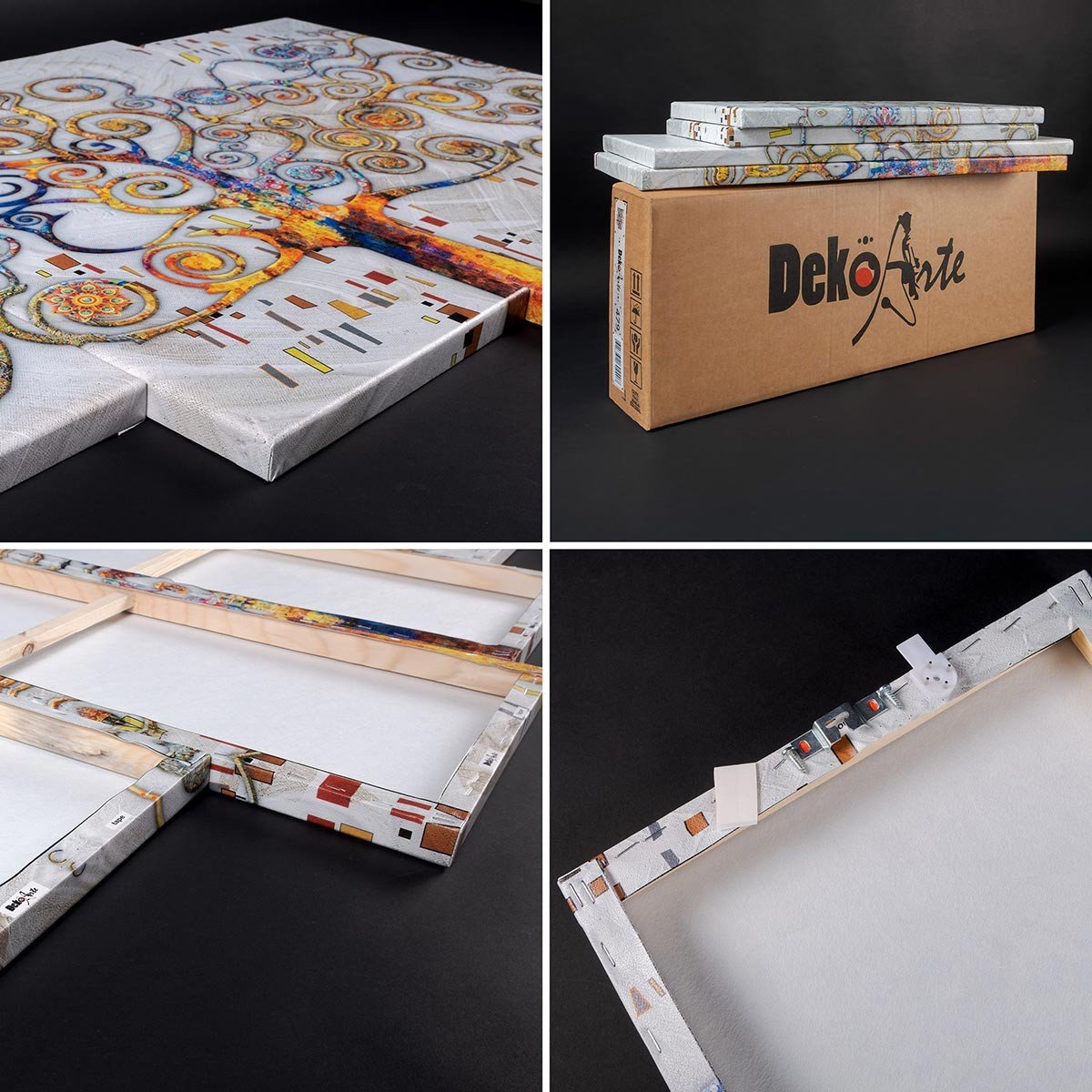 Cuadro Tríptico Árbol de la Vida Klimt en Plata - Arte Decorativo - DekoArte