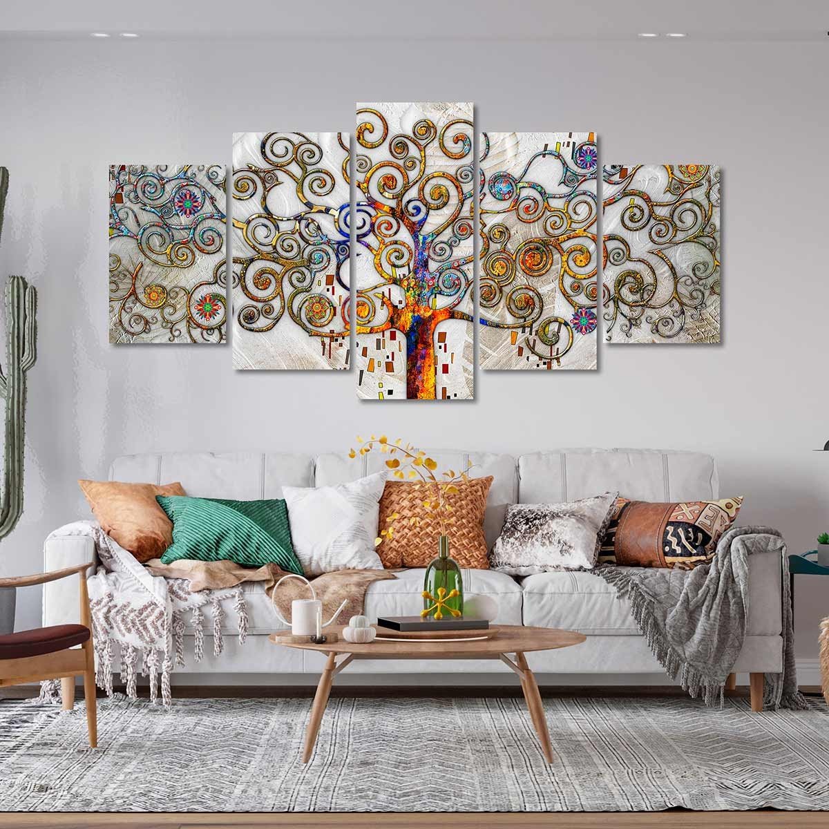 Cuadro Tríptico Árbol de la Vida Klimt en Plata - Arte Decorativo - DekoArte