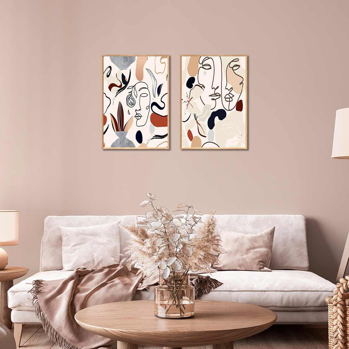 Cuadro Triptico con Marco de Color Madera - DekoArte