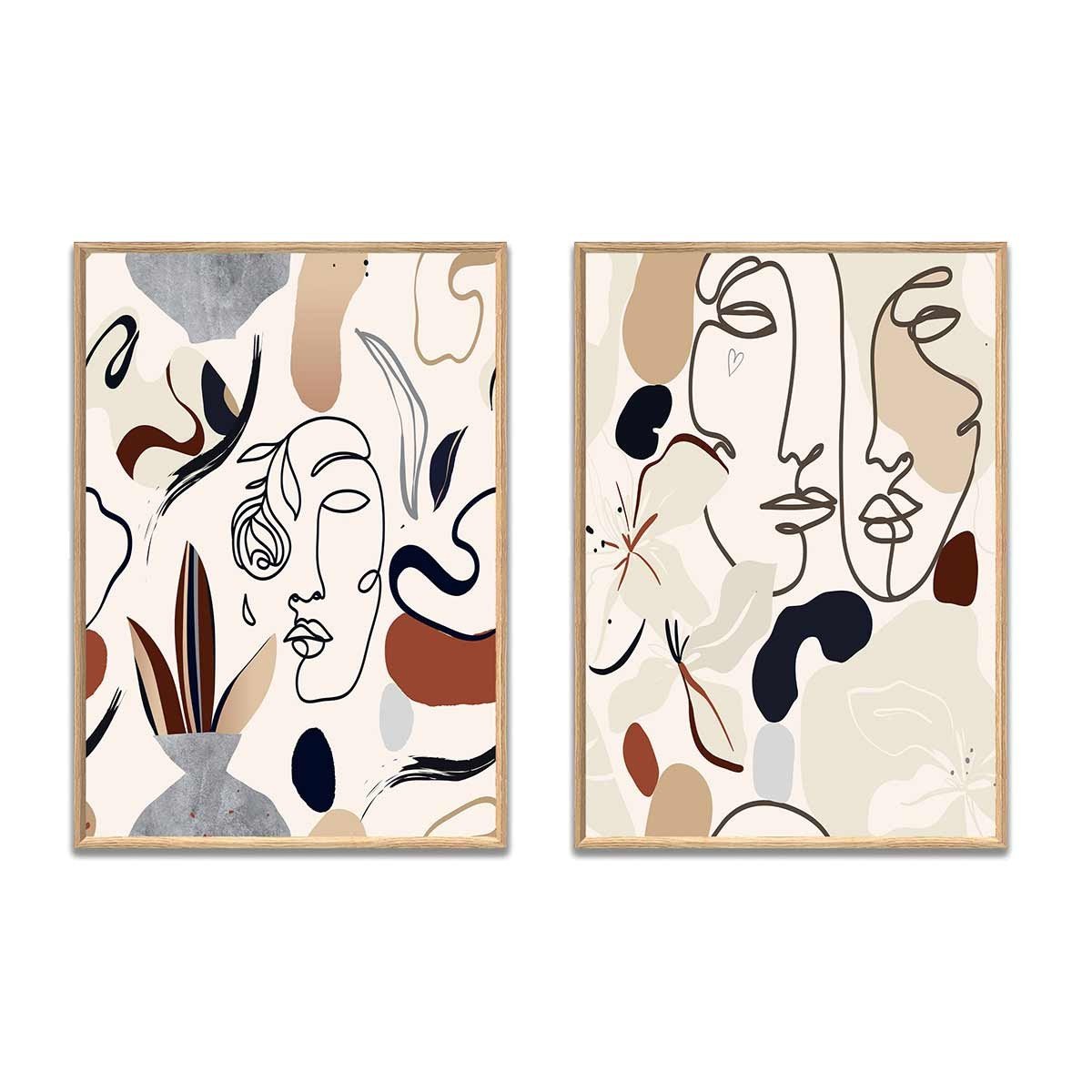 Cuadro Triptico con Marco de Color Madera - DekoArte