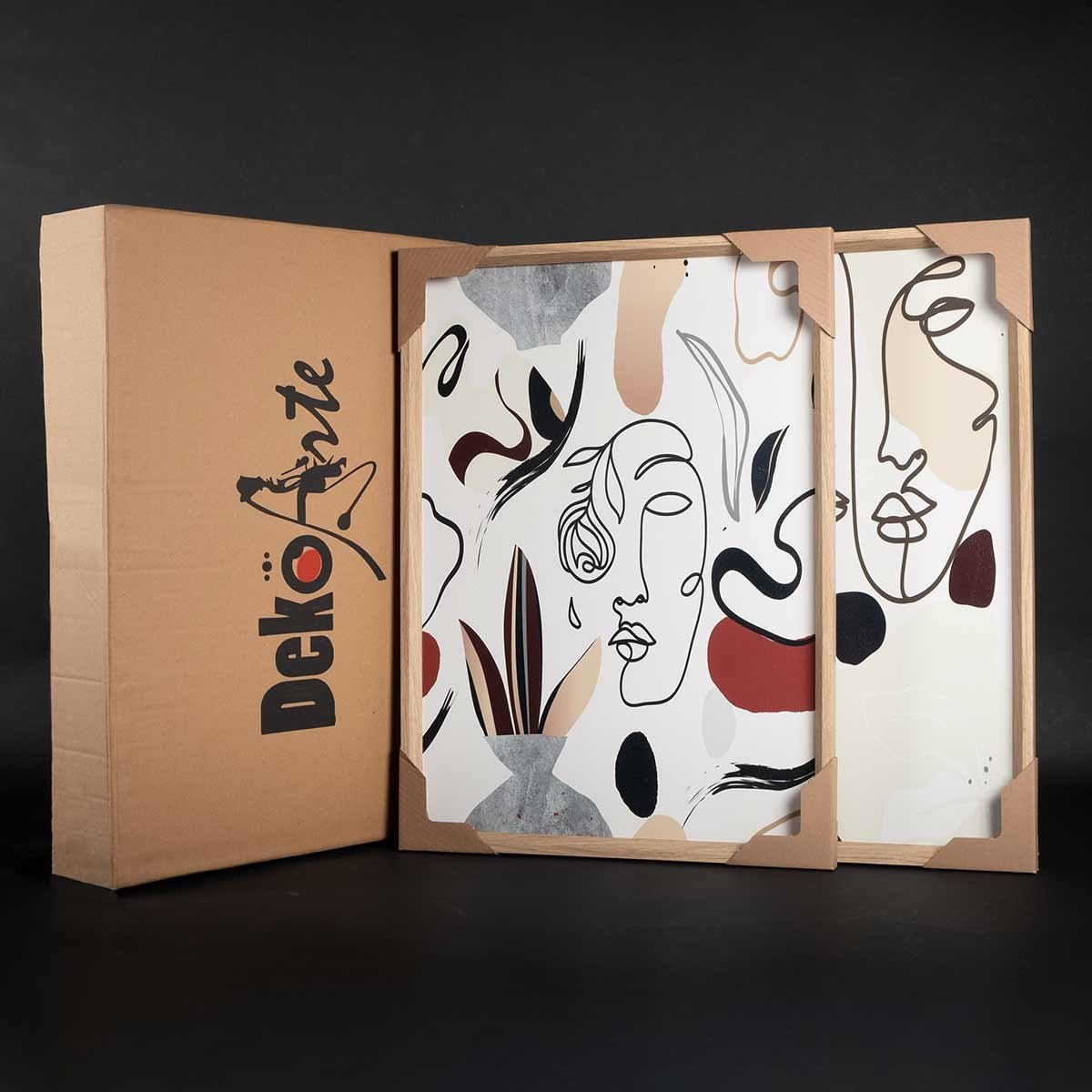 Cuadro Triptico con Marco de Color Madera - DekoArte