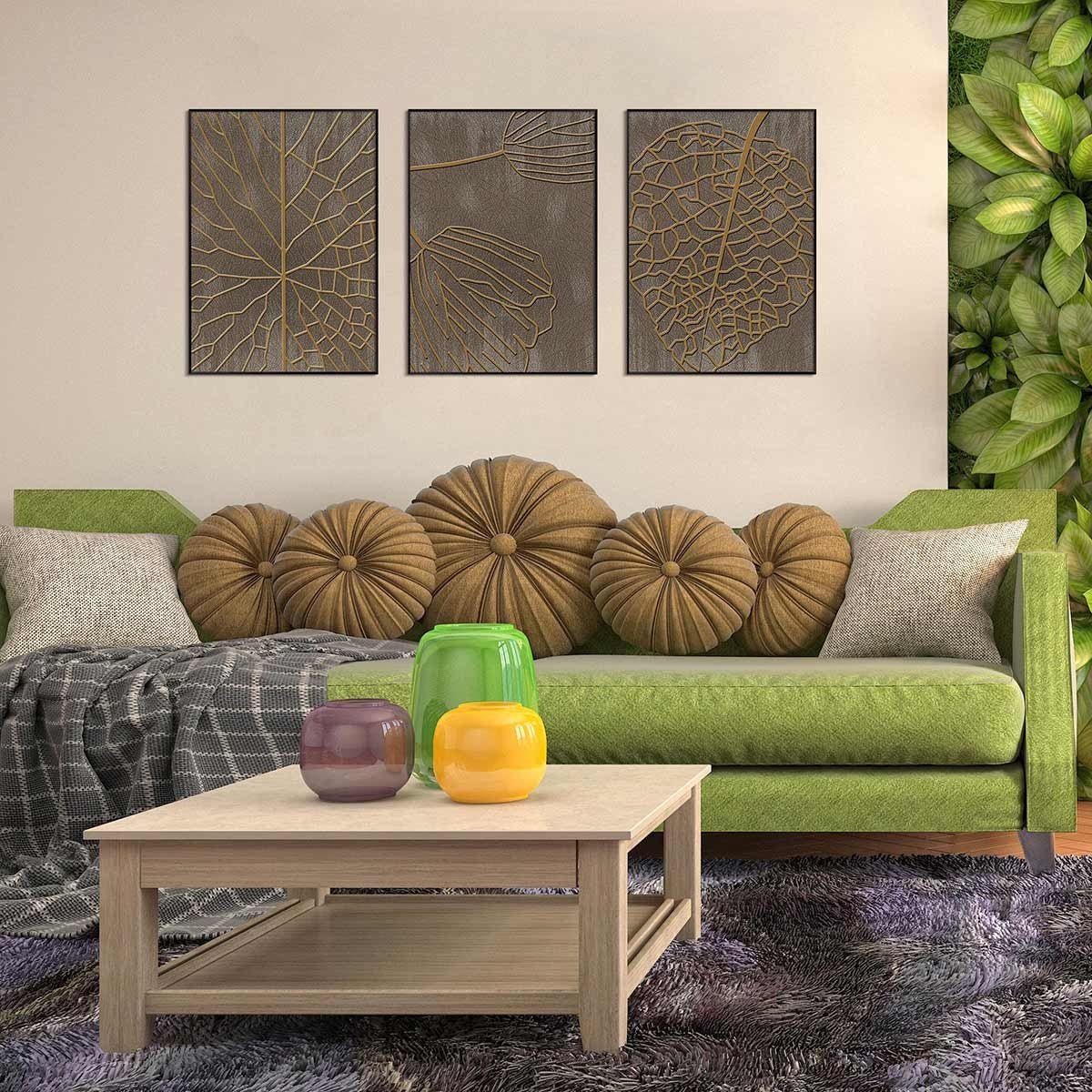 Cuadro tríptico con Marco Negro Estilo Naturaleza - DekoArte