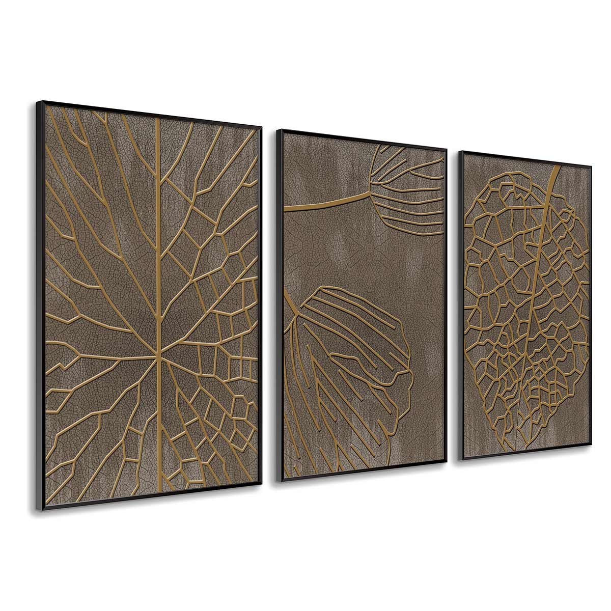 Cuadro tríptico con Marco Negro Estilo Naturaleza - DekoArte