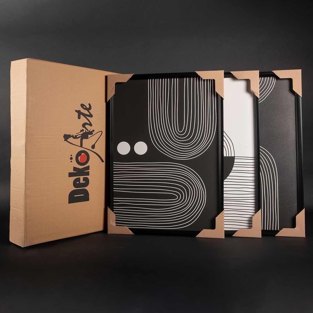 Cuadro Tríptico con Marco Negro Estilo Nórdico - DekoArte