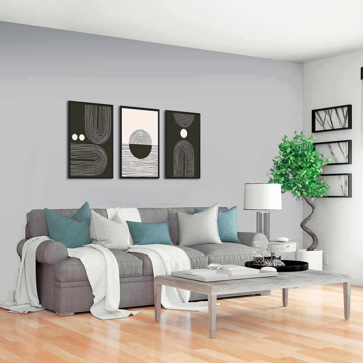 Cuadro Tríptico con Marco Negro Estilo Nórdico - DekoArte