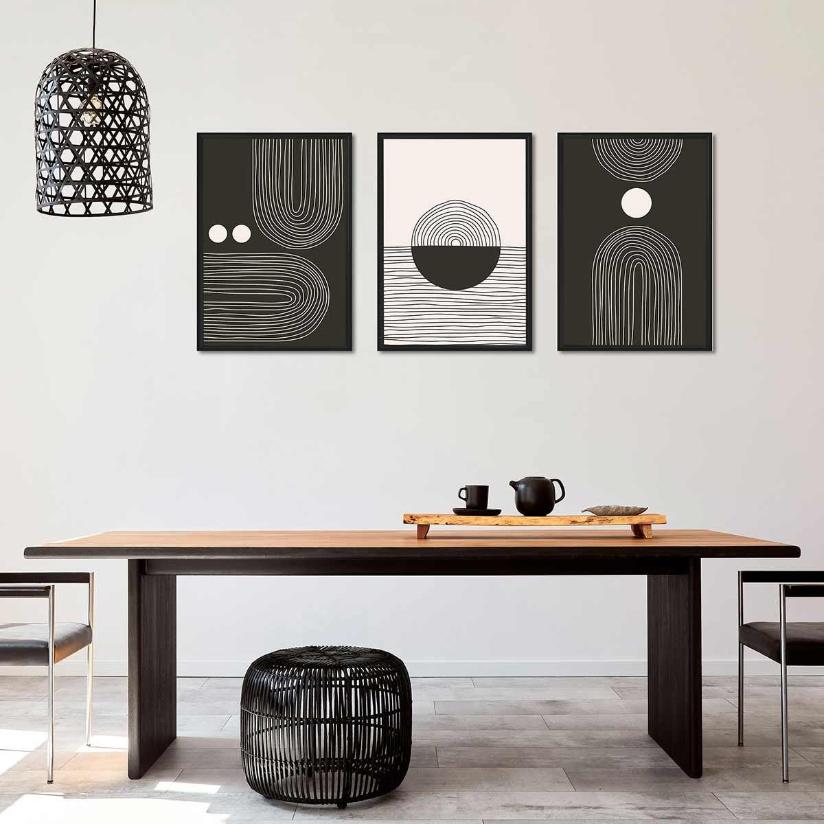 Cuadro Tríptico con Marco Negro Estilo Nórdico - DekoArte
