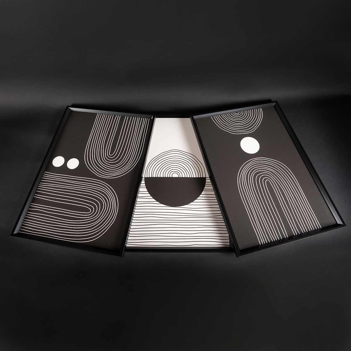 Cuadro Tríptico con Marco Negro Estilo Nórdico - DekoArte