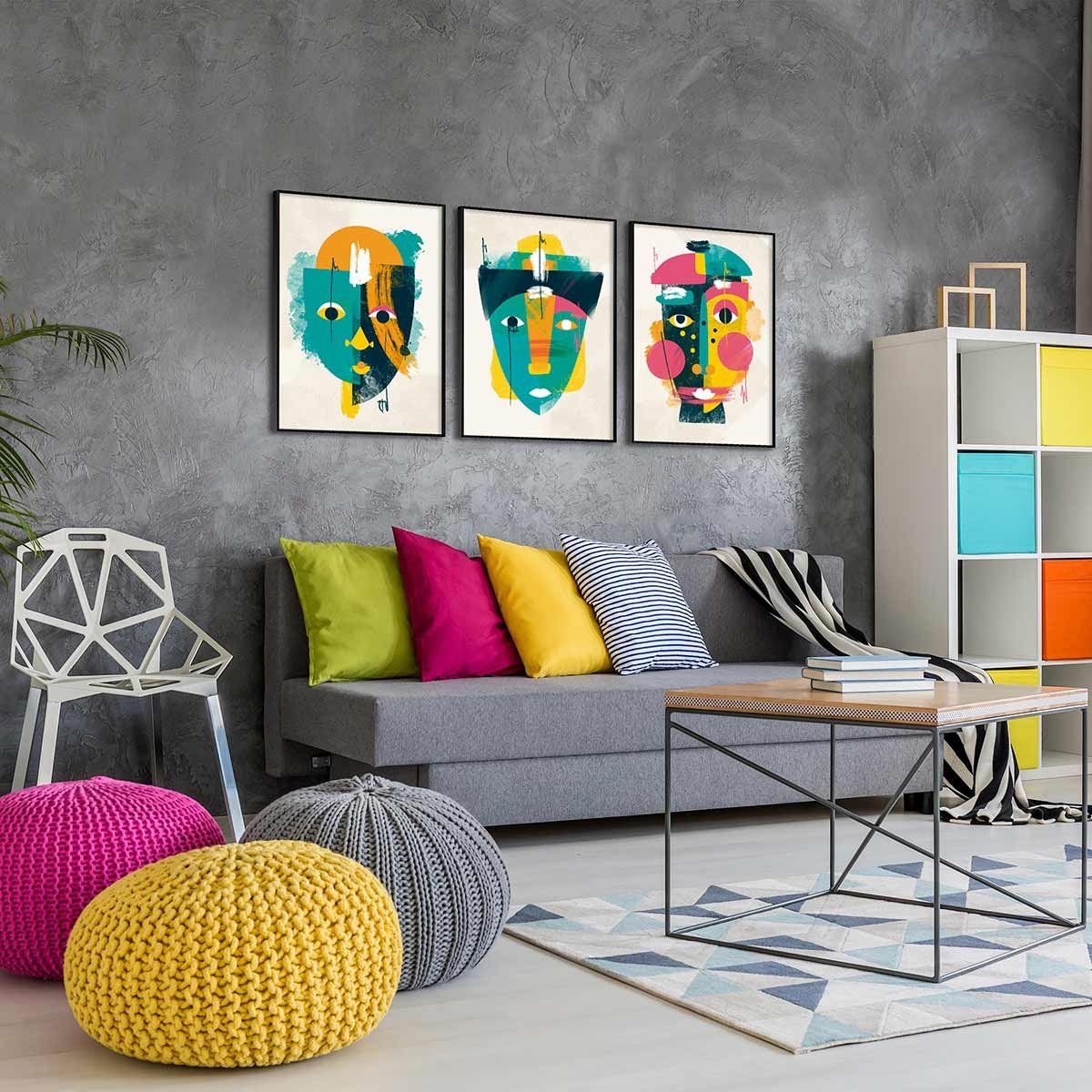 Cuadro Tríptico con Marco Negro - DekoArte