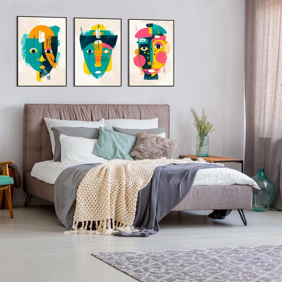 Cuadro Tríptico con Marco Negro - DekoArte