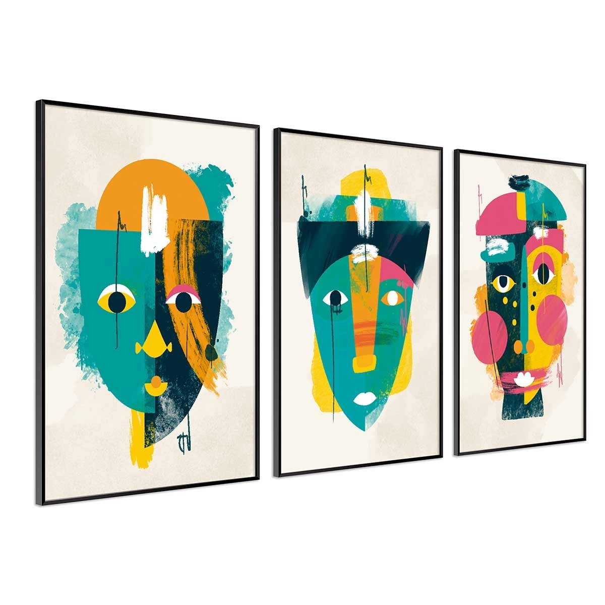 Cuadro Tríptico con Marco Negro - DekoArte