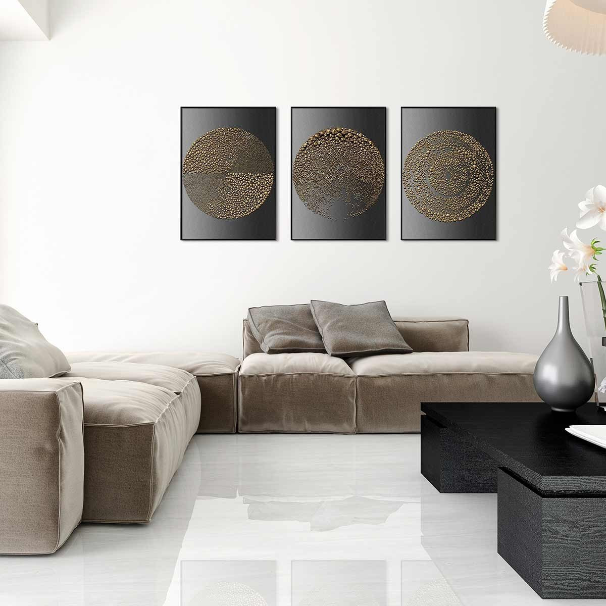 Cuadro Tríptico con Marco Negro - DekoArte