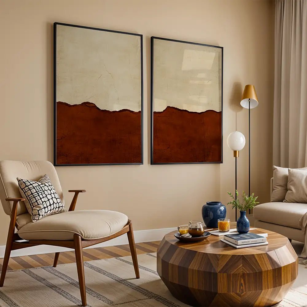Cuadros abstractos en colores cálidos - DekoArte
