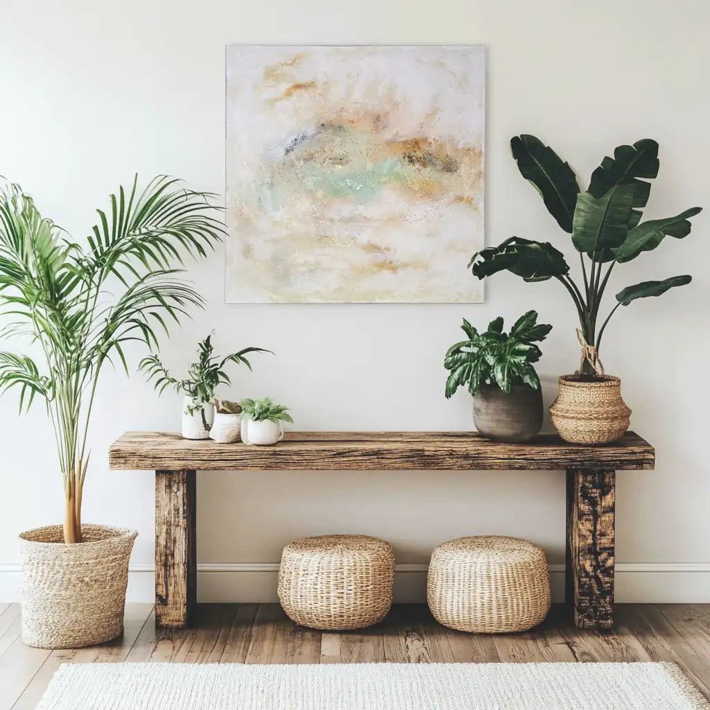 Cuadros acrílicos originales en tonos neutros y texturas suaves - DekoArte