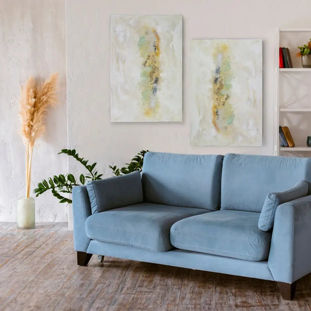 Cuadros acrílicos originales en tonos neutros y texturas suaves - DekoArte