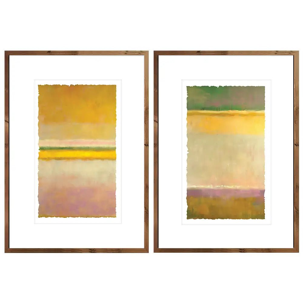 Cuadros con marco y paspartú abstractos | Amarillo y verde - DekoArte