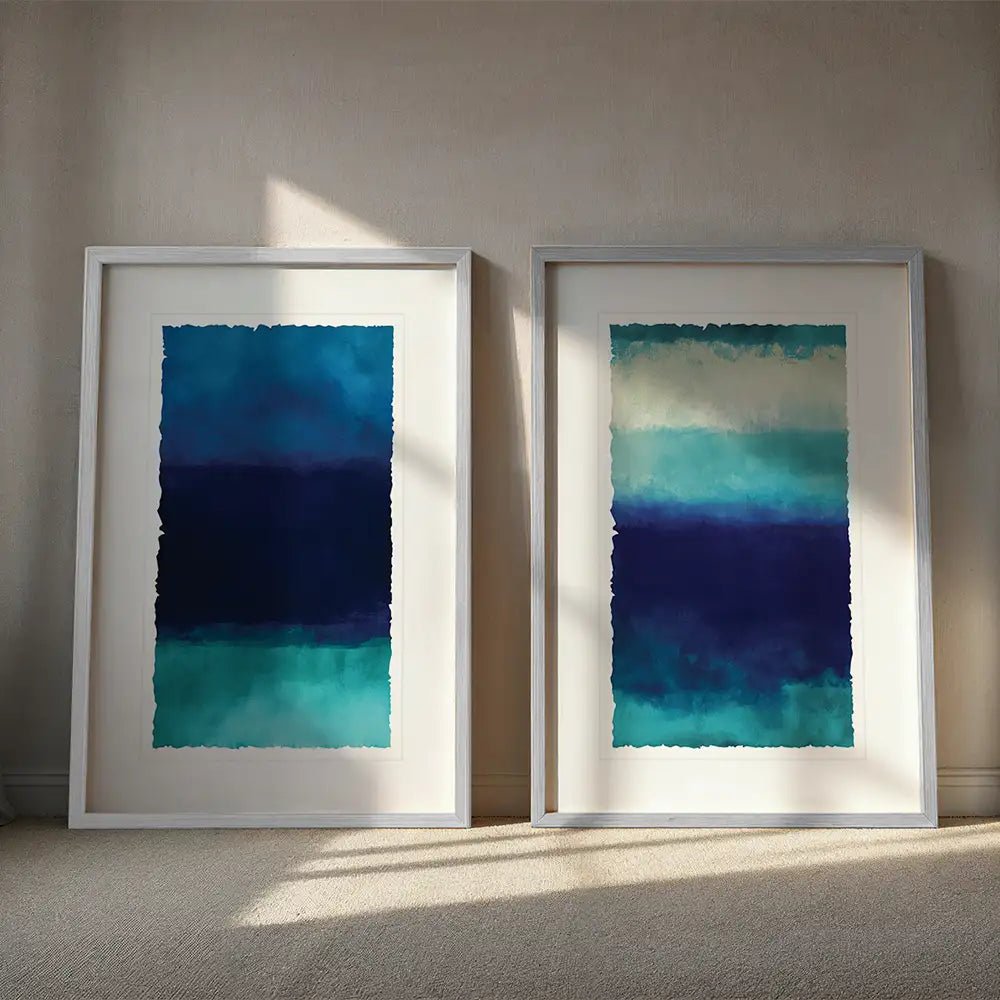 Cuadros con paspartú en tonos azules | Abstracto - DekoArte