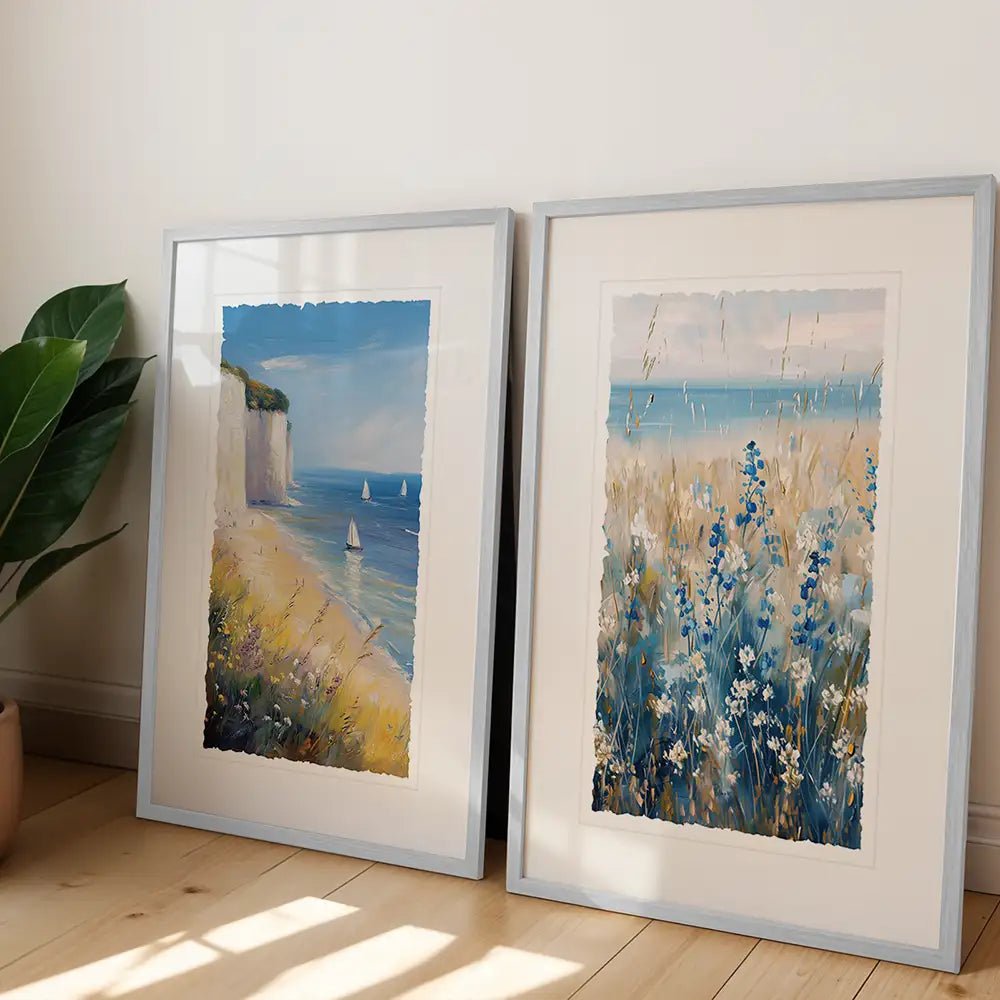 Cuadros de flores con paspartú | Tonos azules - DekoArte