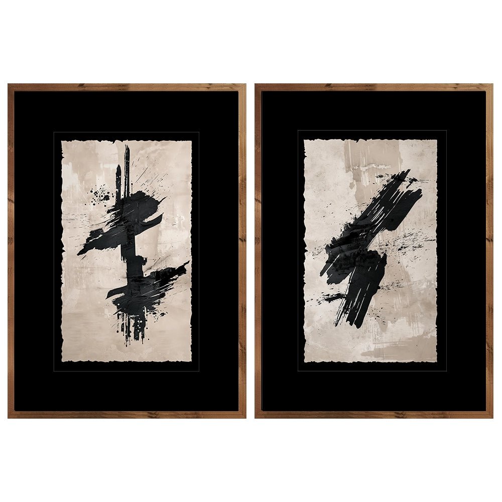 Cuadros japandi con paspartú | Negro y beige - DekoArte