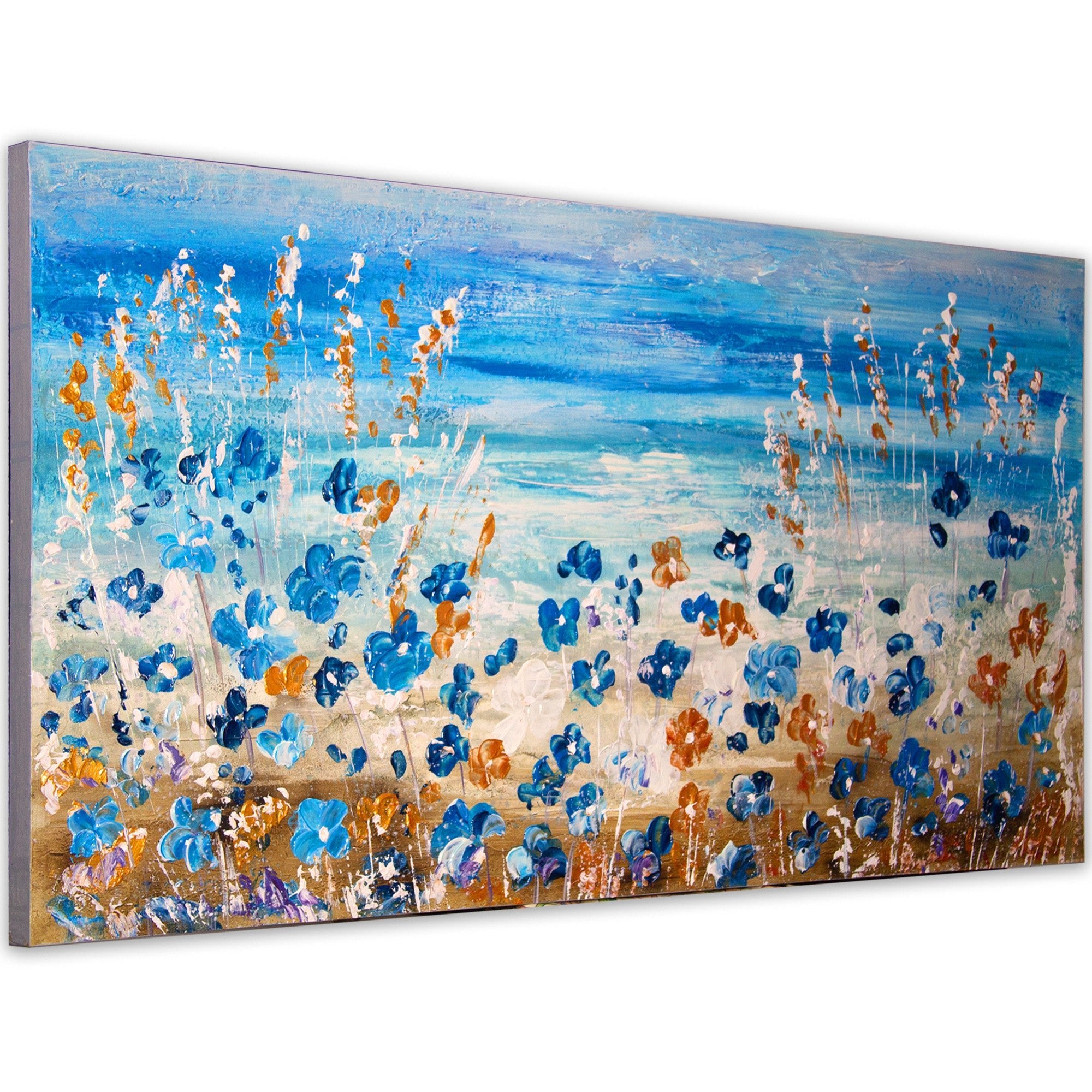 Cuadros pintados a mano del mar y flores silvestres - DekoArte