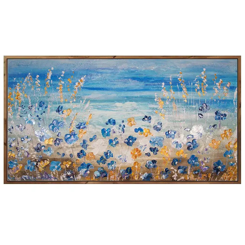 Cuadros pintados a mano del mar y flores silvestres - DekoArte