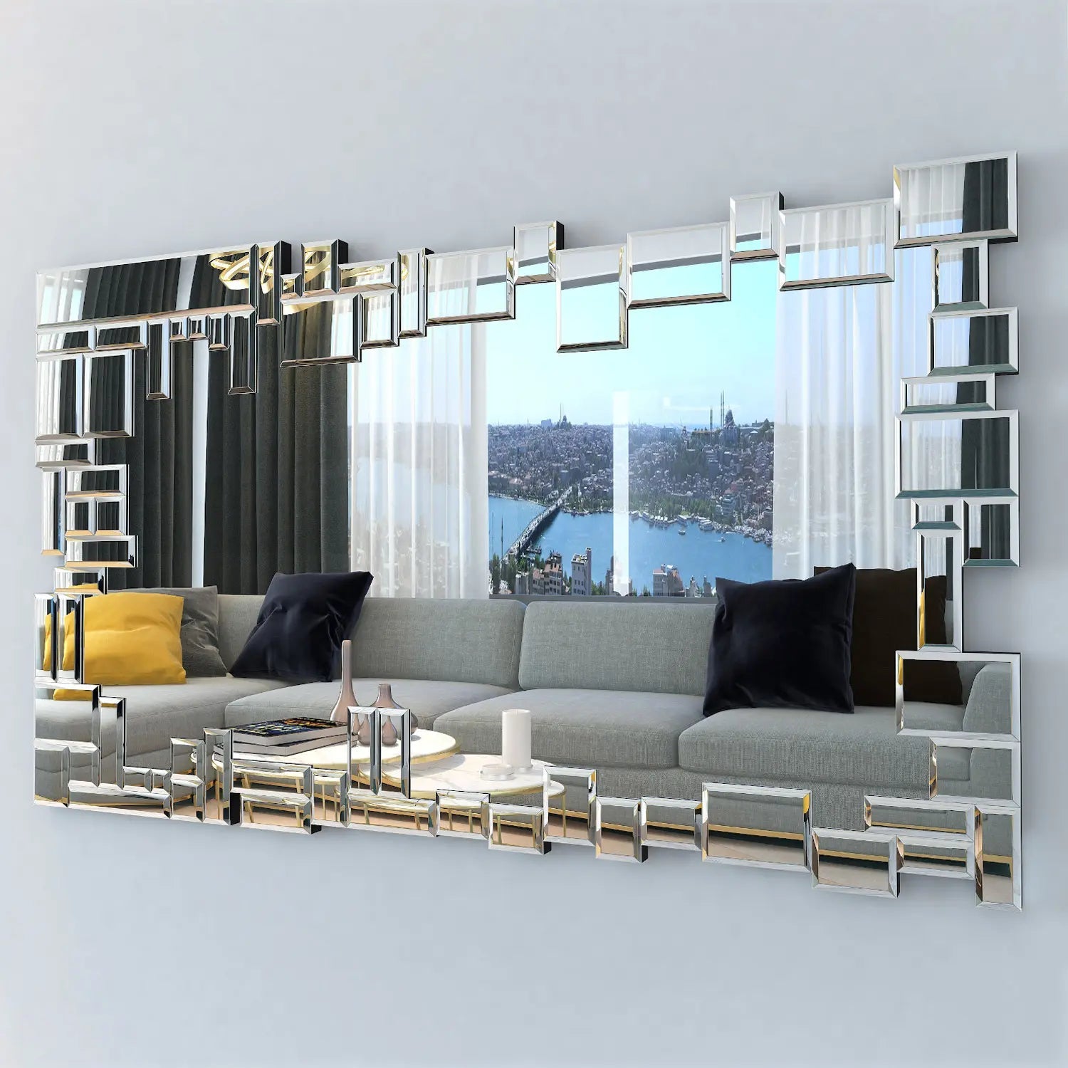 Espejos Combinados Luna Plateada - Estilo Moderno - DekoArte