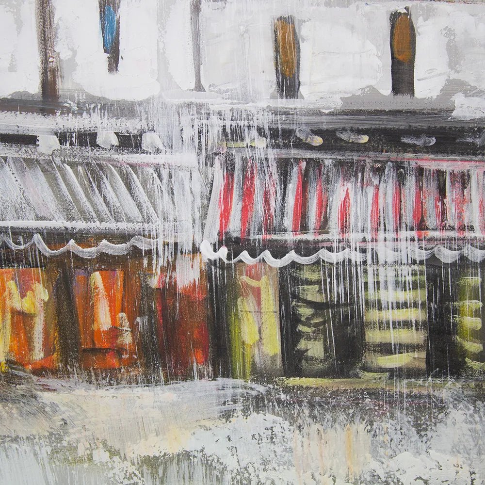 Figuración pintura urbana | Cuadro pintado con escena de plaza - DekoArte
