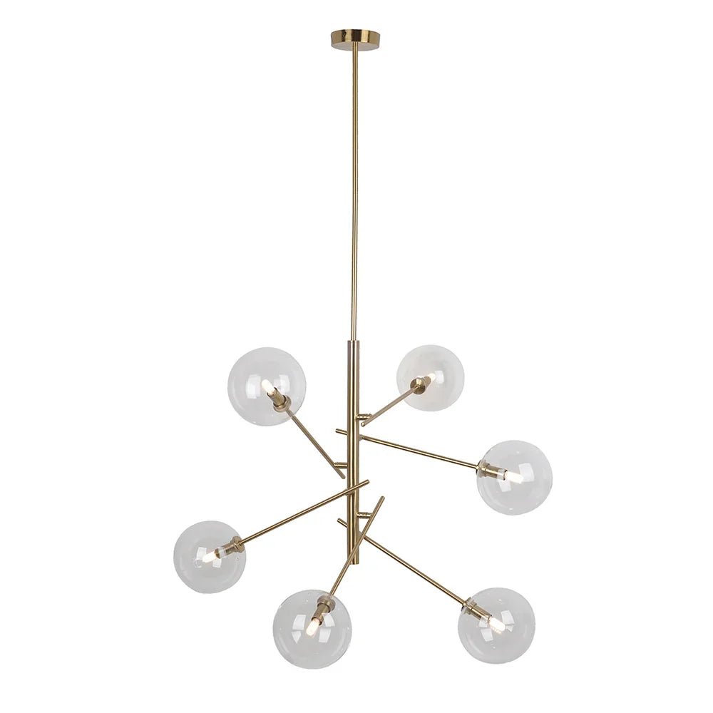 Lámpara colgante de 6 luces en latón cepillado | Estilo moderno - DekoArte