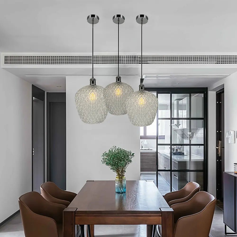 Lámpara colgante de cristal | Transparente y cromo  - DekoArte