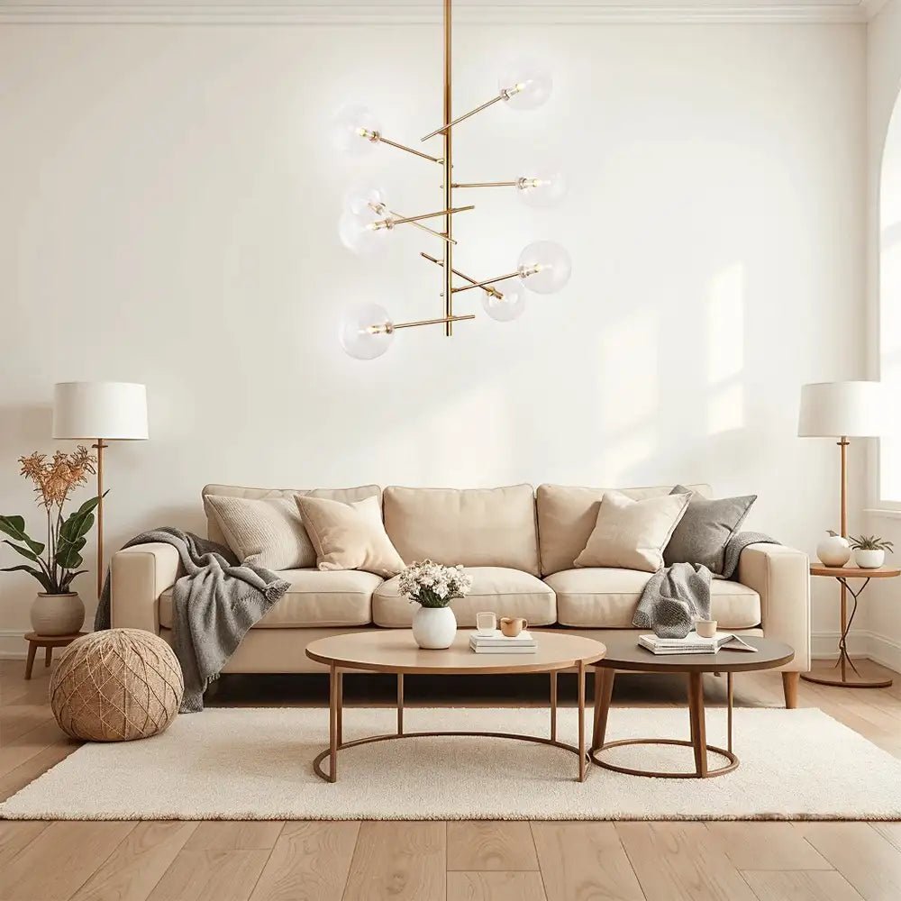 Lámpara colgante de techo de 8 luces en latón cepillado  - DekoArte