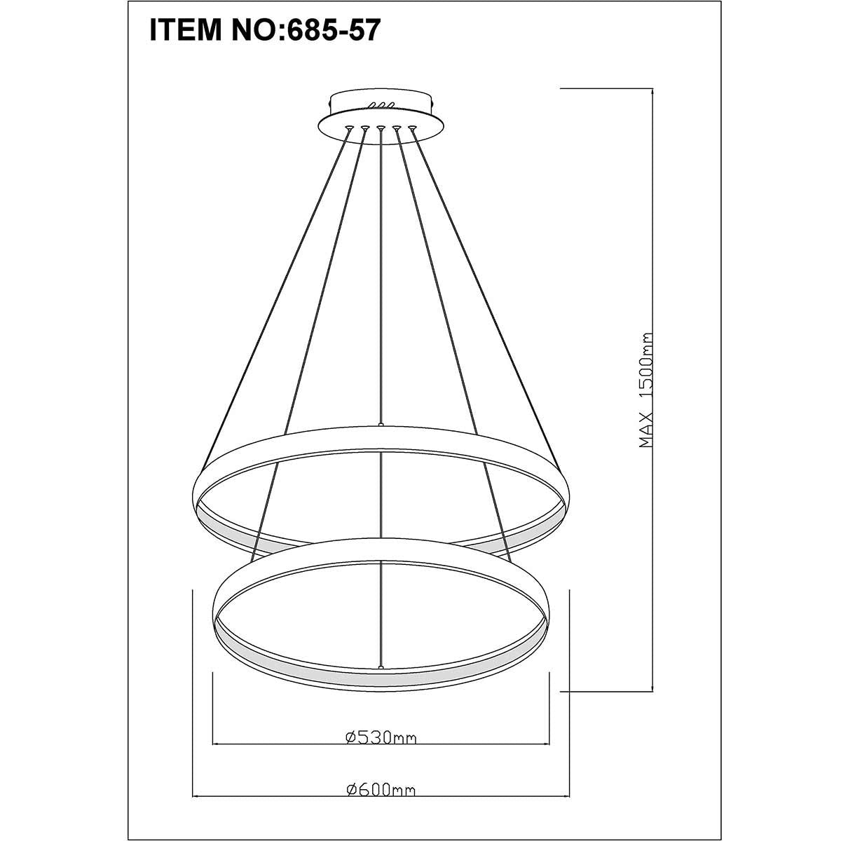Lámpara Colgante, Estilo Asimétrica, Color Negro, LED 36W, Luz Cálida 2700K - DekoArte