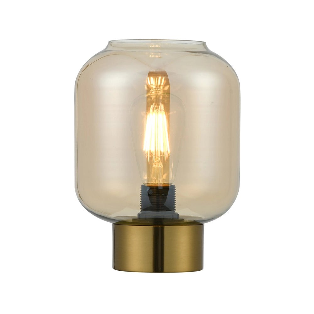 Lámpara de mesa de cristal y latón cepillado - DekoArte