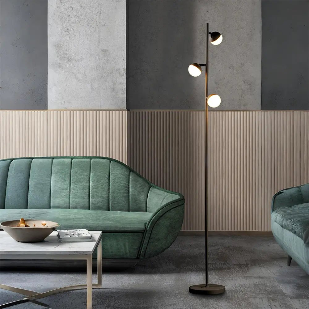 Lámpara de pie LED de 3 luces Color Negro | Iluminación eficiente - DekoArte