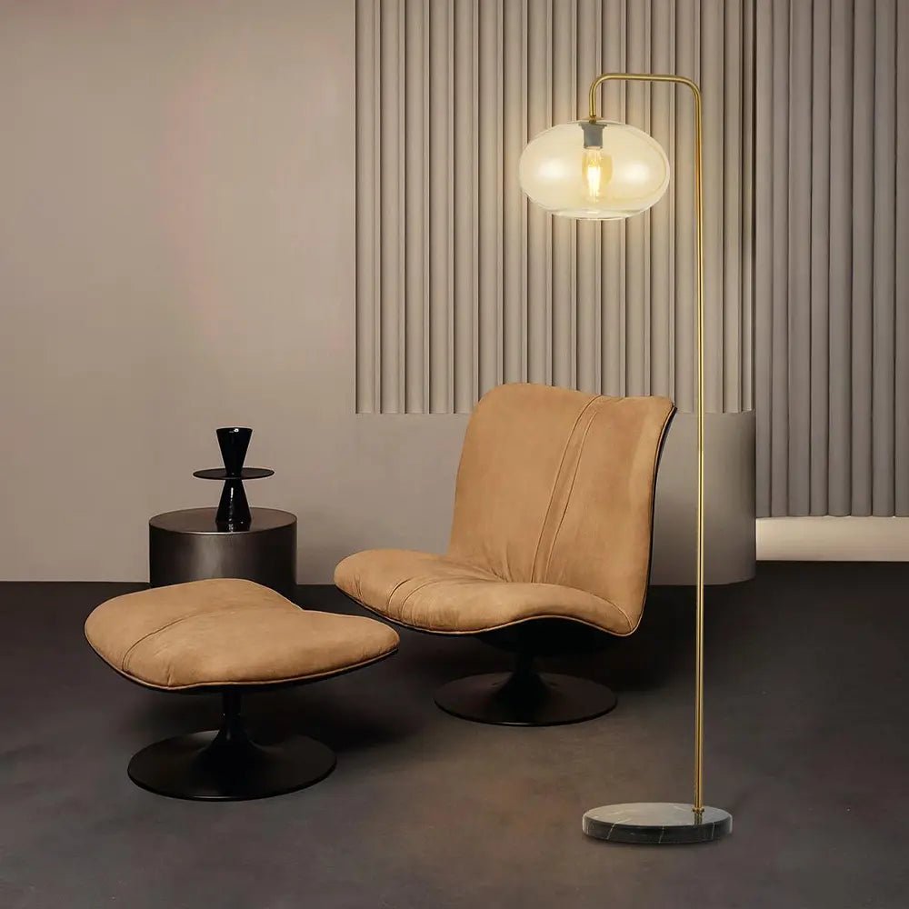 Lámpara de pie modernas de cristal y latón cepillado  - DekoArte