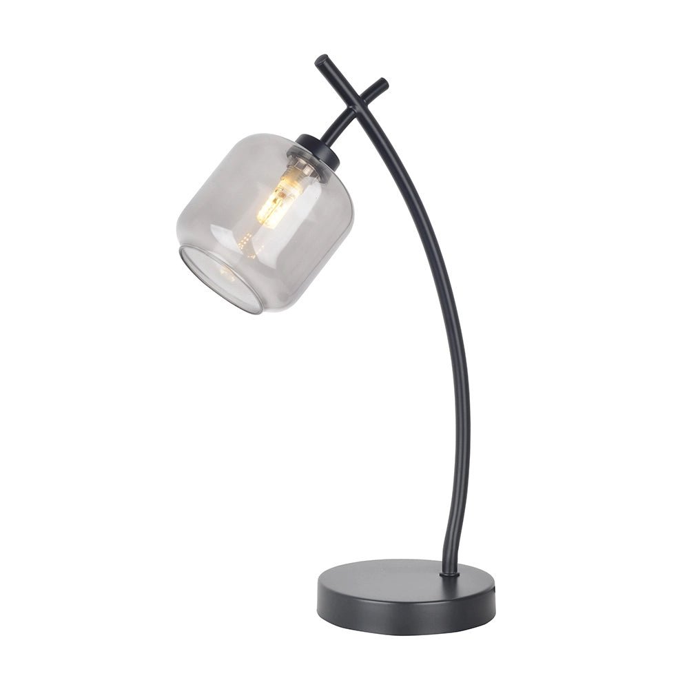 Lámpara de sobremesa en negro y cristal fumé - DekoArte