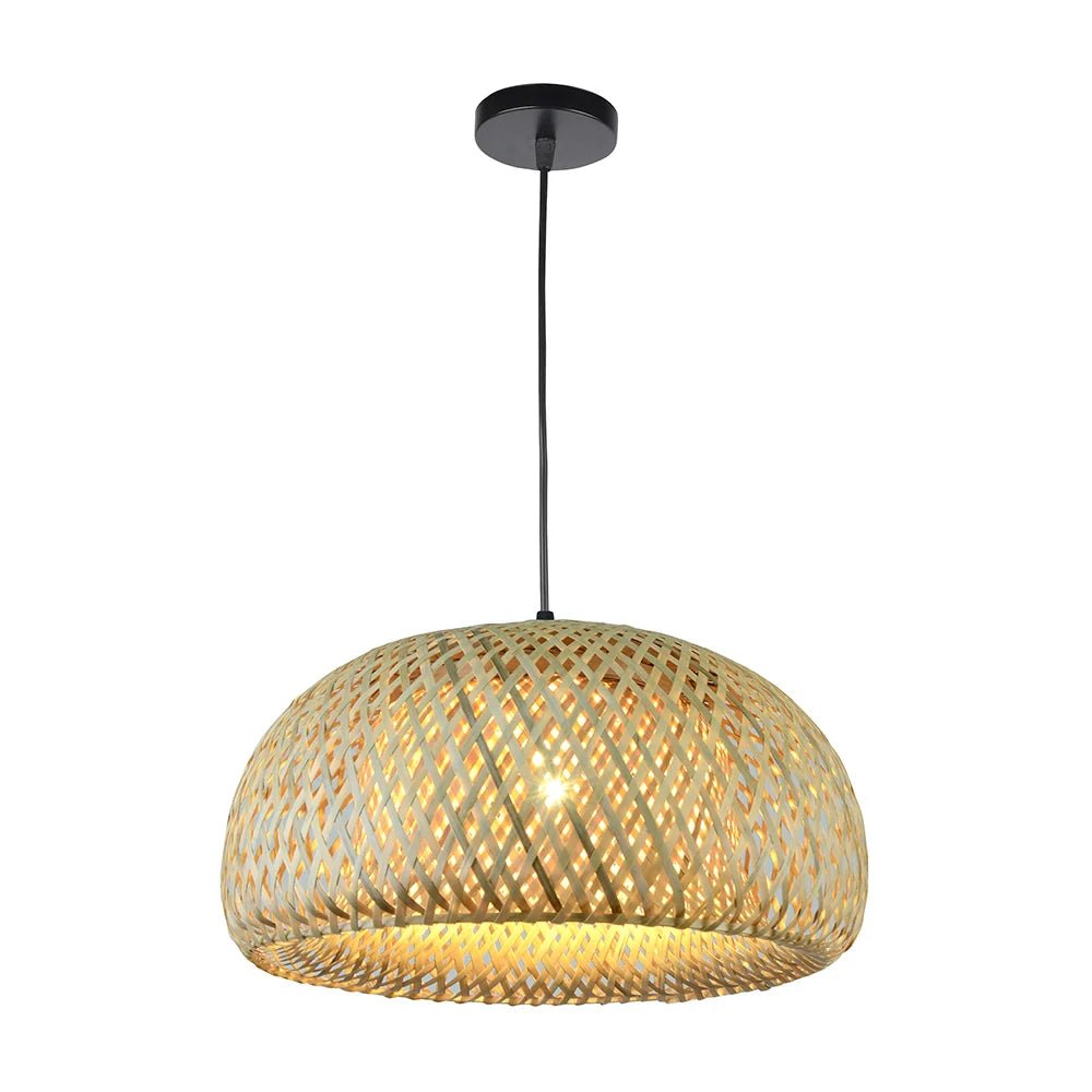 Lámpara de techo colgante de hierro y ratán | Estilo artesanal - DekoArte