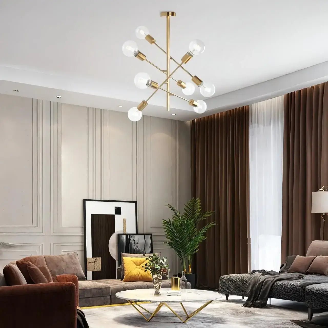 Lámpara de techo modernas 8 portalámparas E27 |Color dorado - DekoArte