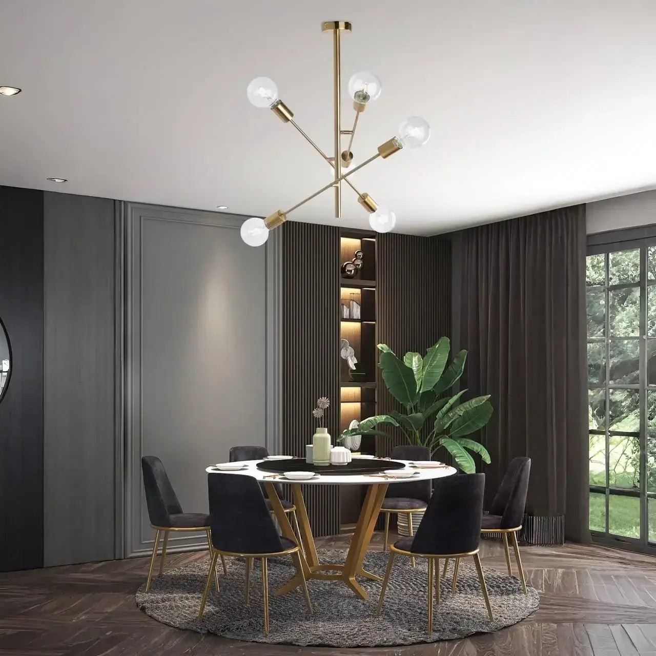 Lámpara de techo modernas de 6 portalámparas | Color dorado - DekoArte