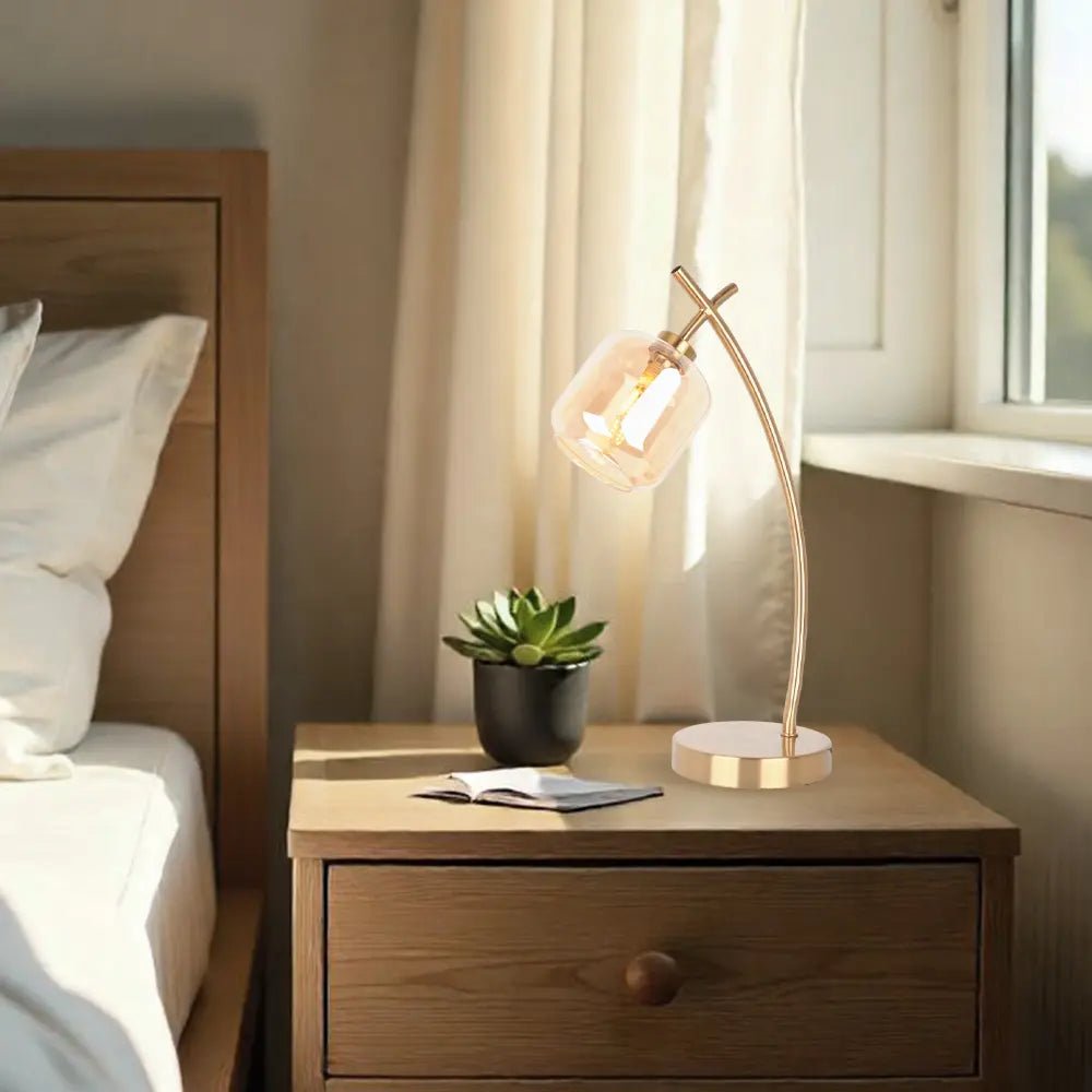 Lámpara sobremesa en latón y ambar | Diseño exclusivo - DekoArte