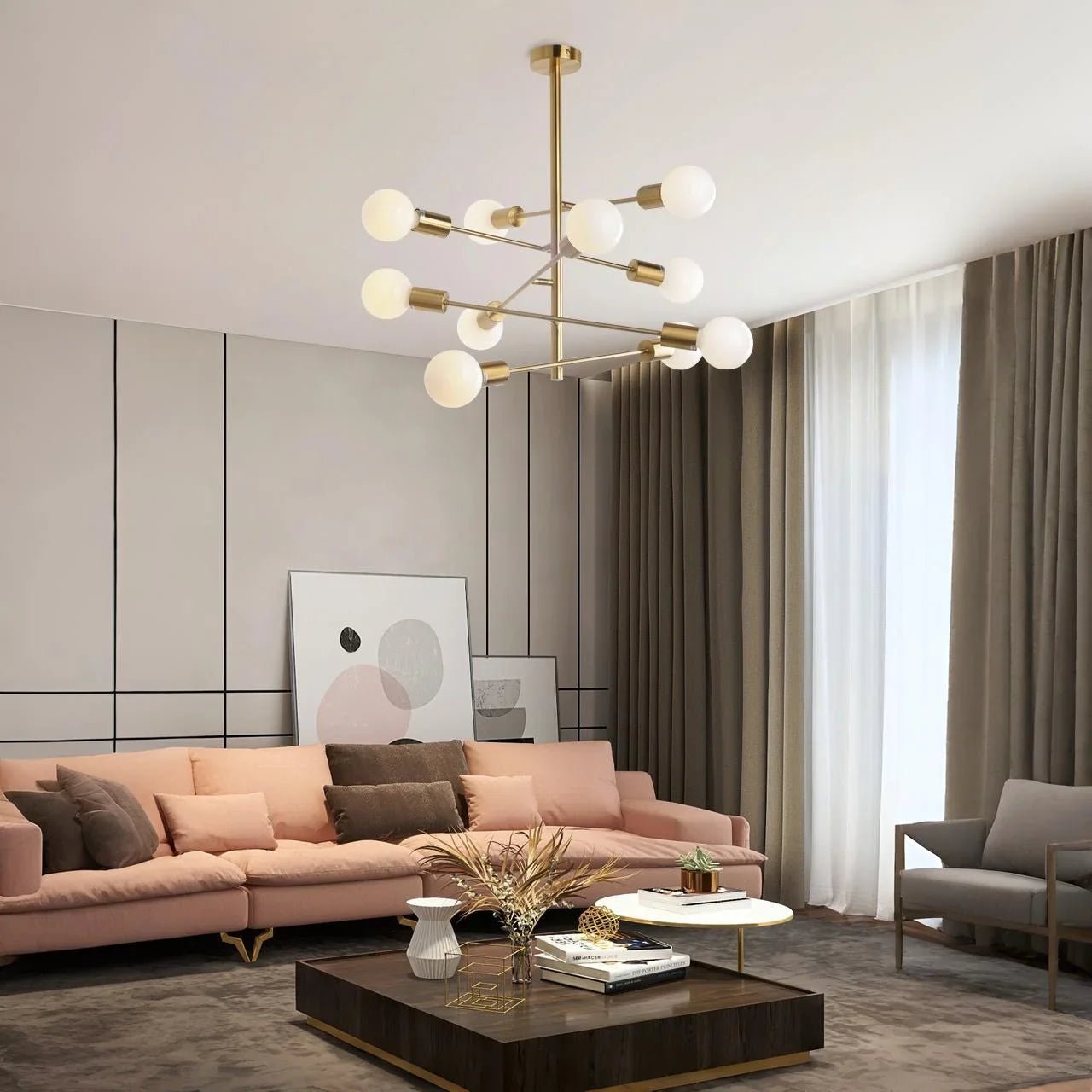 Lámparas de techo modernas con latón cepillado 10 portalámparas  - DekoArte