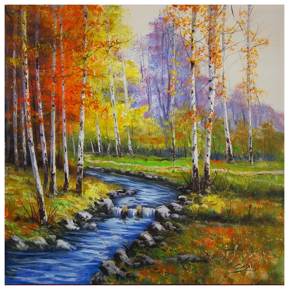 Lienzos pintados a mano | Paisaje otoñal con fuerza cromática - DekoArte