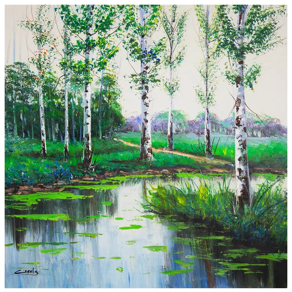 Paisaje vibrante lleno de frescura | Cuadros a mano - DekoArte